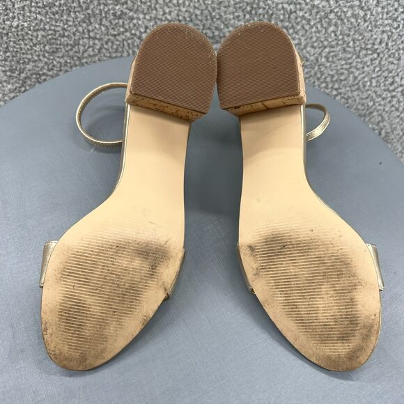 Lilly Pulitzer Tilly Sandal metallic gold Leather Cork Heel Ankle Strap Gold 7.5 - Picture 8 of 14